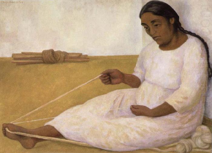 Diego Rivera indian spinning china oil painting image